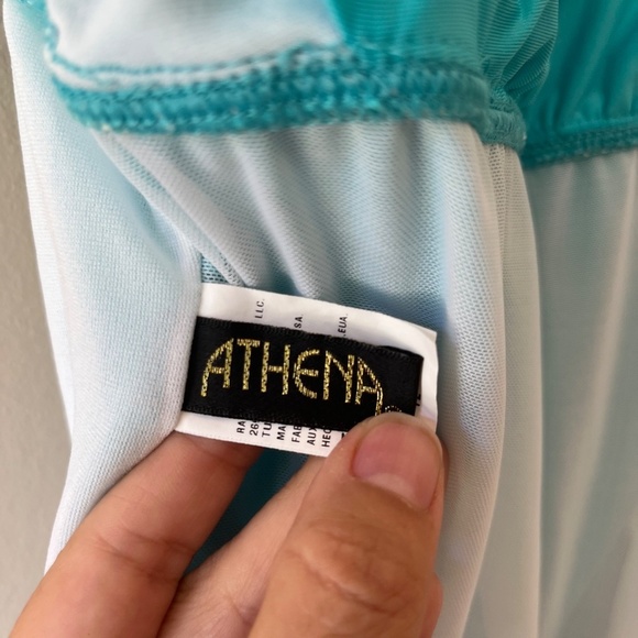 Athena Sz 12 One Piece Turquoise Tummy Control Swimsuit Shoulder Strap Luxury - Picture 5 of 12